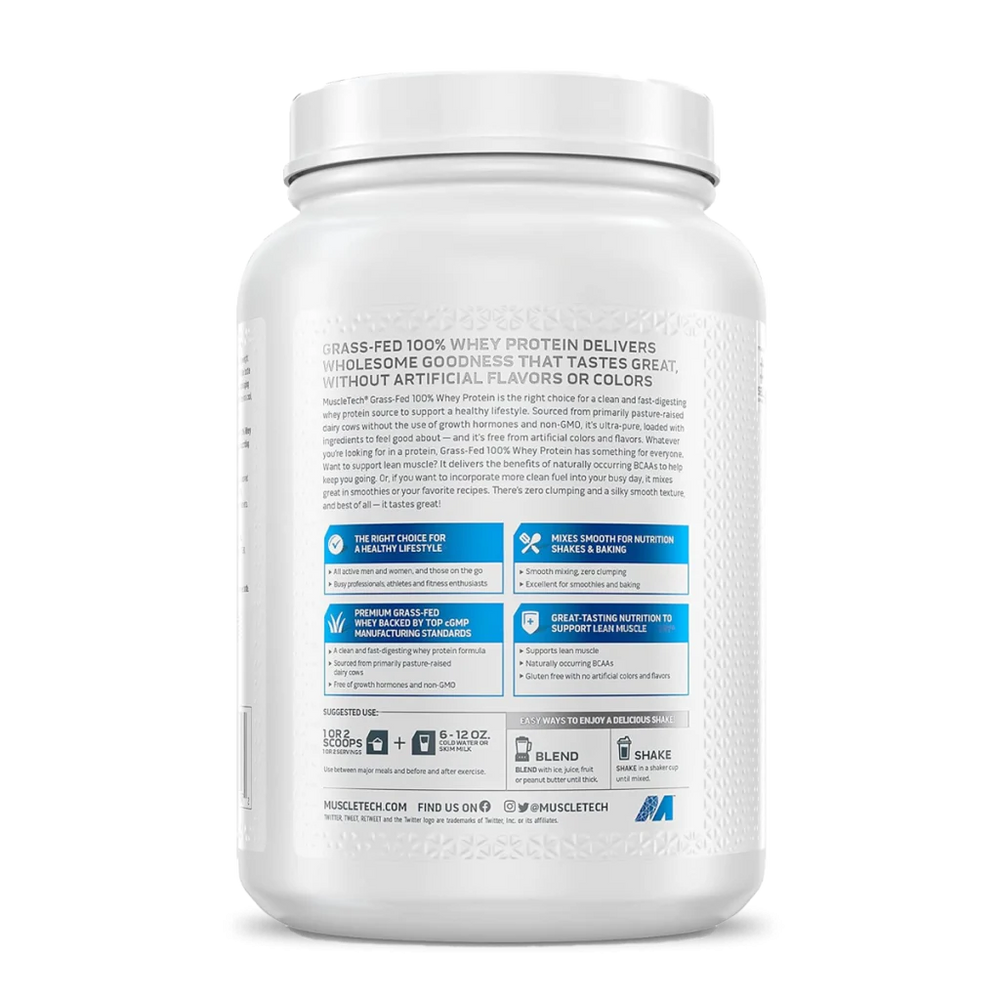 MUSCLETECH GRASS FED  100% WHEY PROTEIN 1.8 Lb